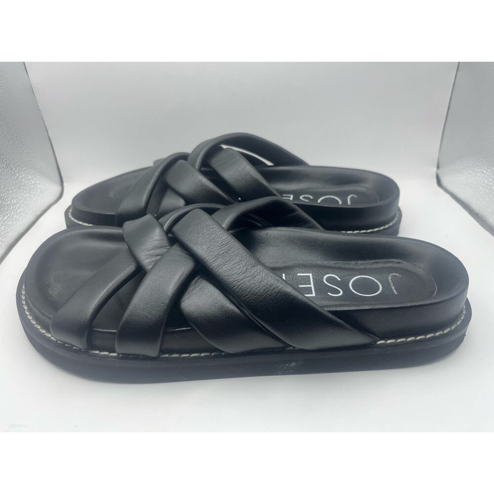 RARE Joseph Leather Jamila Black Cross Stripe Sandals Women’s Size EU39 US 8.5